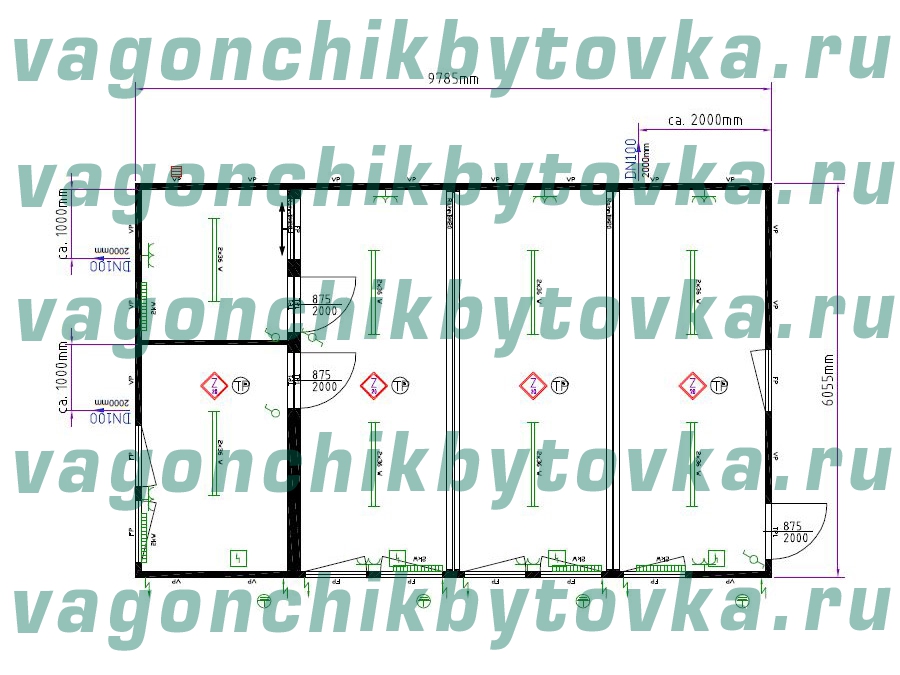 Модульный офис из 4-х шт БК 6м